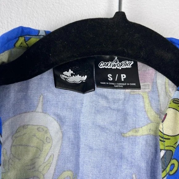 Cakeworthy x The Simpsons Kang & Kodos Button-Up Shirt Mens Small Blue Alien - Picture 3 of 9
